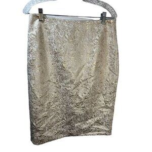 Liz Claiborne Cream Brocade‎ Lined Pencil Skirt Size 8